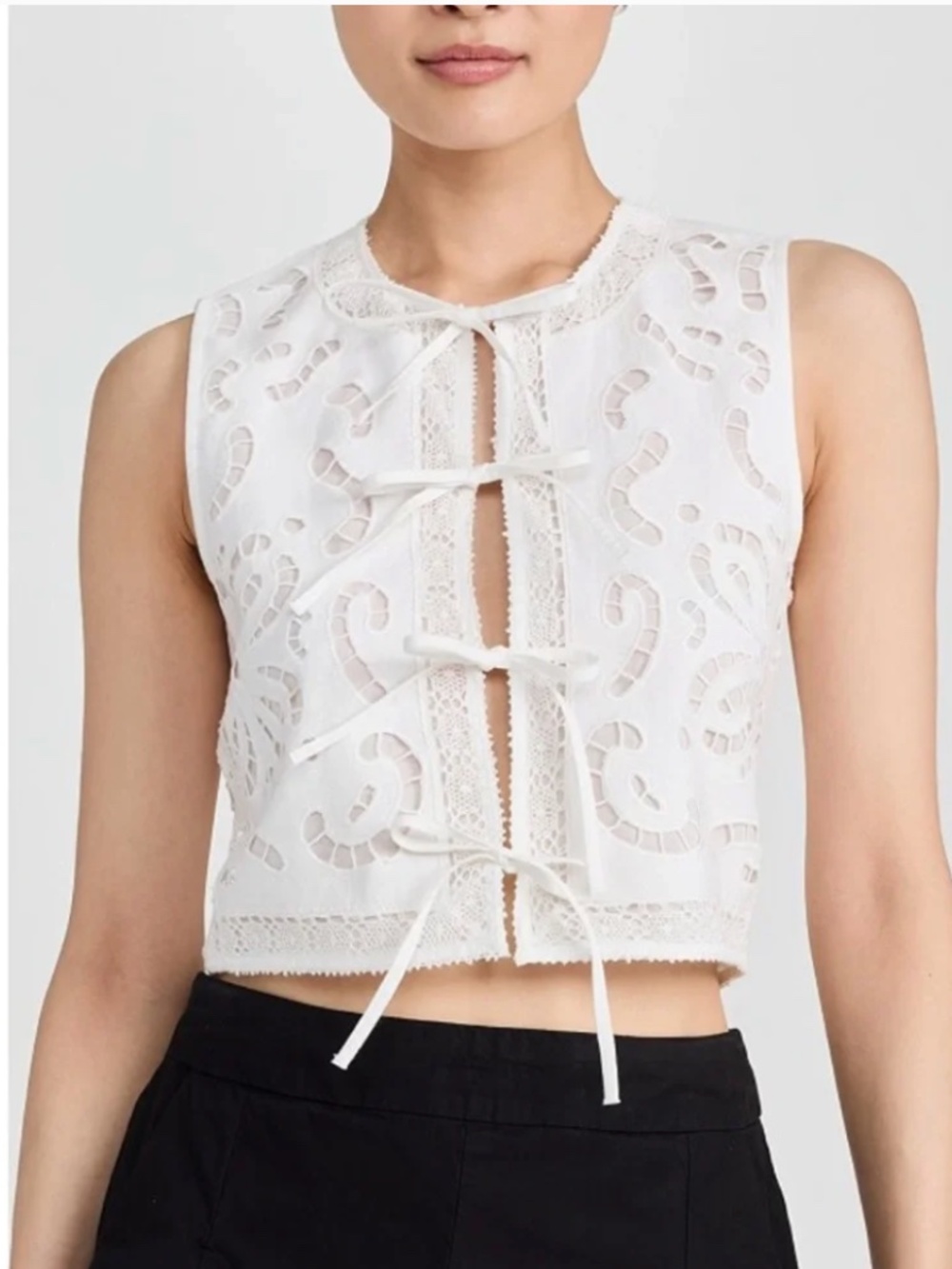 Sea New York Edith Vest Romantic Eyelet Embroidery
